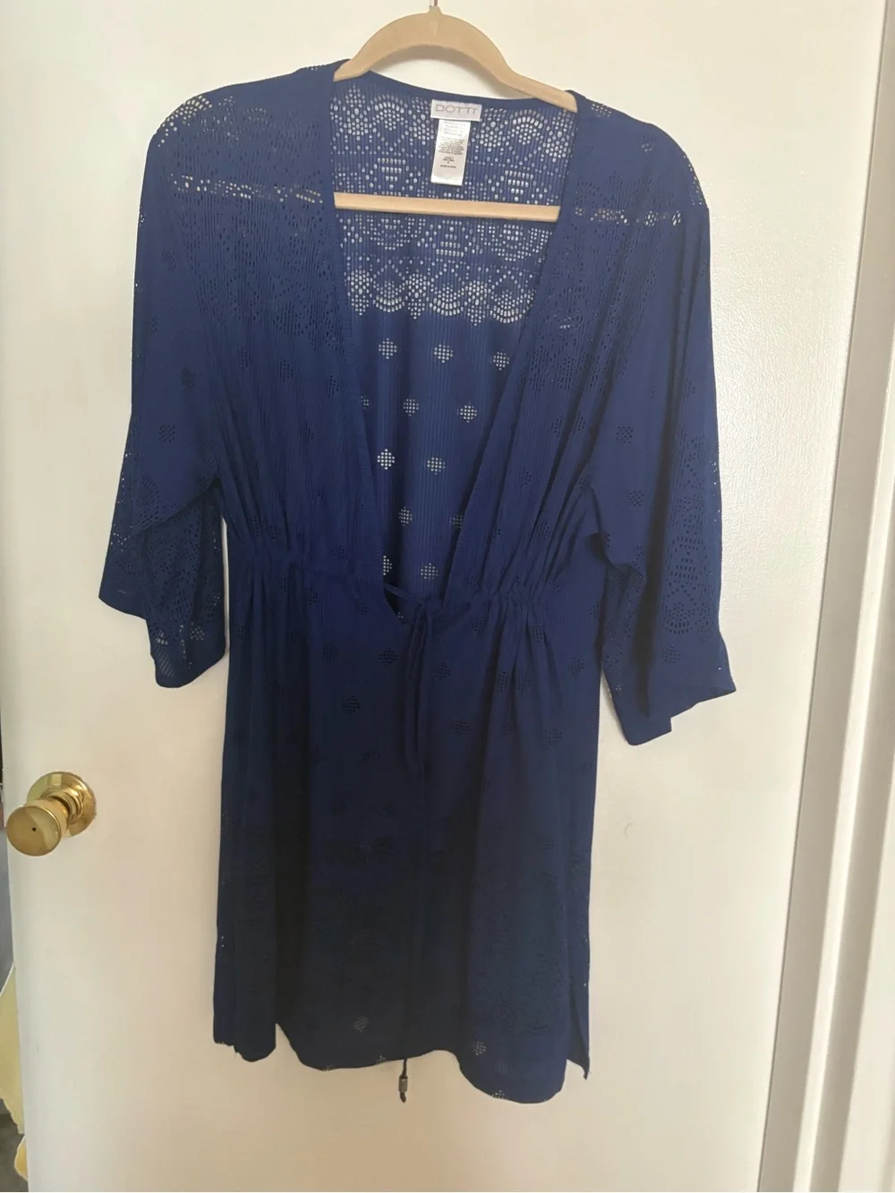 Dotti Navy Crochet Drawstring Swim Coverup